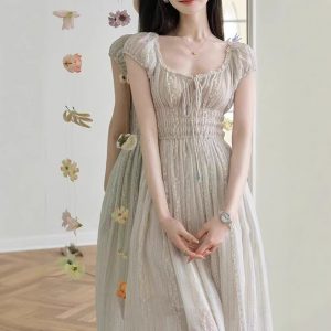And can wake up the spring and island vacation three-dimensional floral embroidery long skirt French floral dress